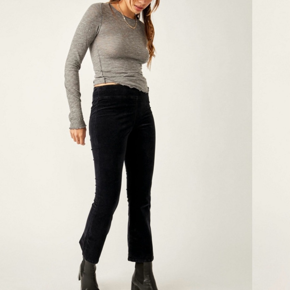 Free People Black Velvet Pants